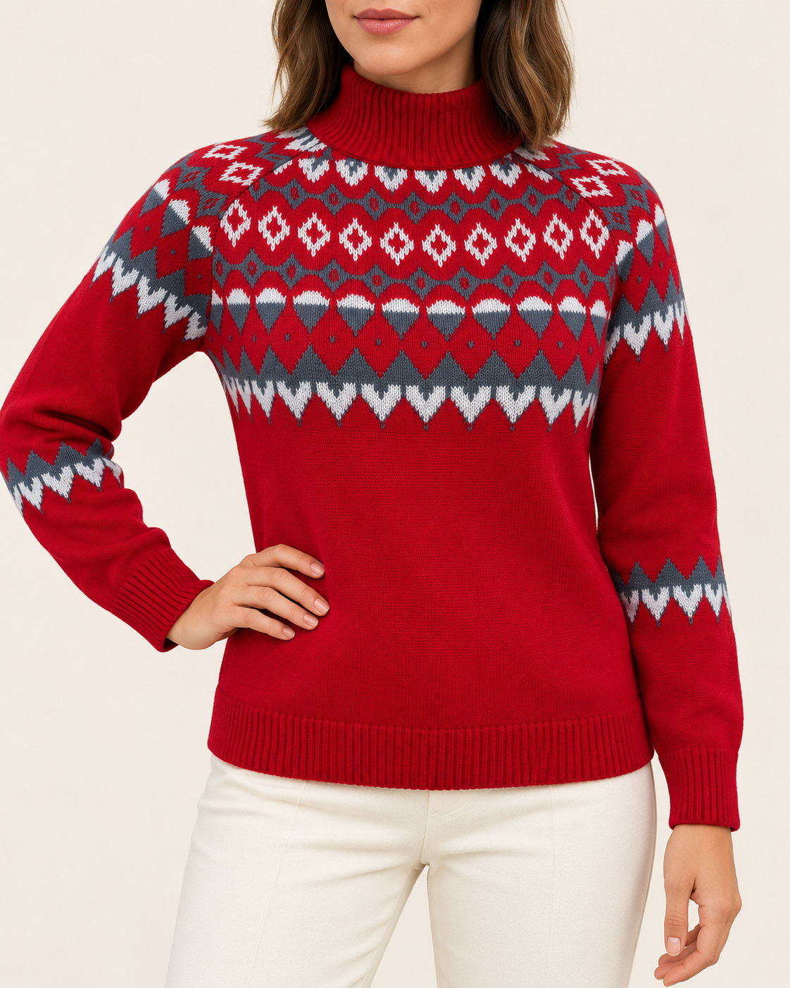 Women's Fair Isle Roll Neck Christmas Jumper