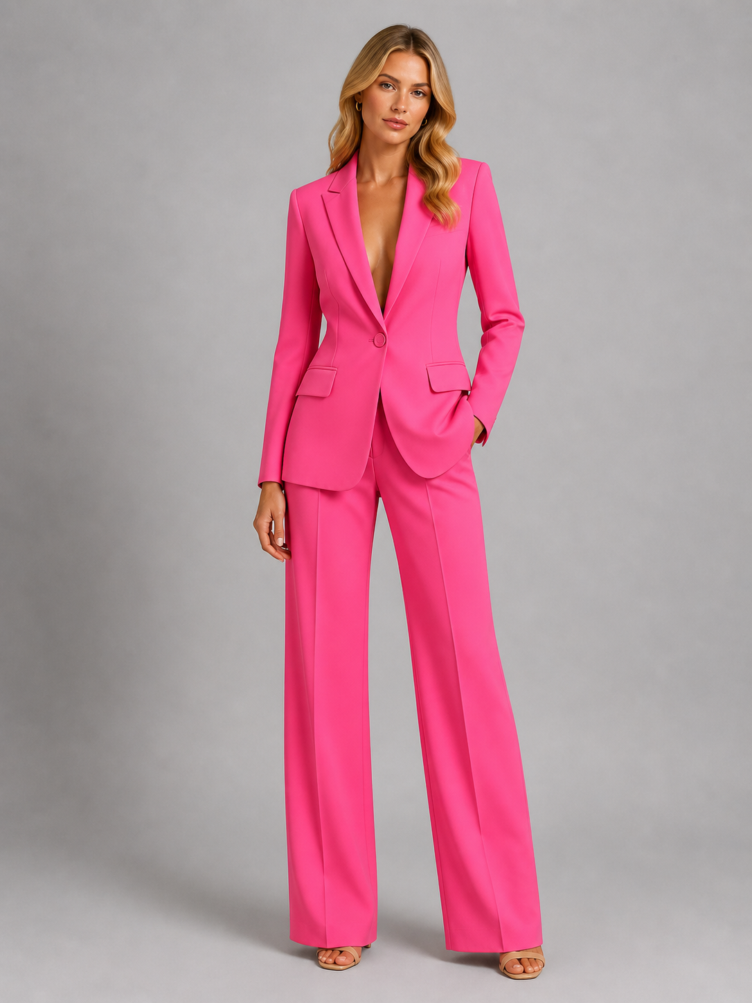 Women’s Tailored Blazer and Wide-Leg Trousers Co-Ord Set
