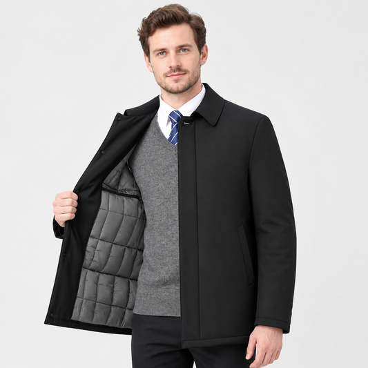 Men's Lapel Winter Jacket - Warm Lined Regular Fit
