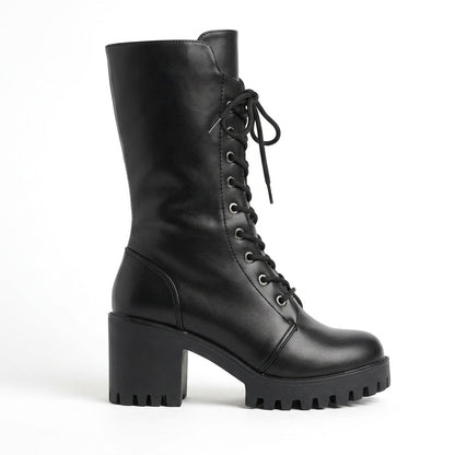 Women's Platform Leather Combat Boots