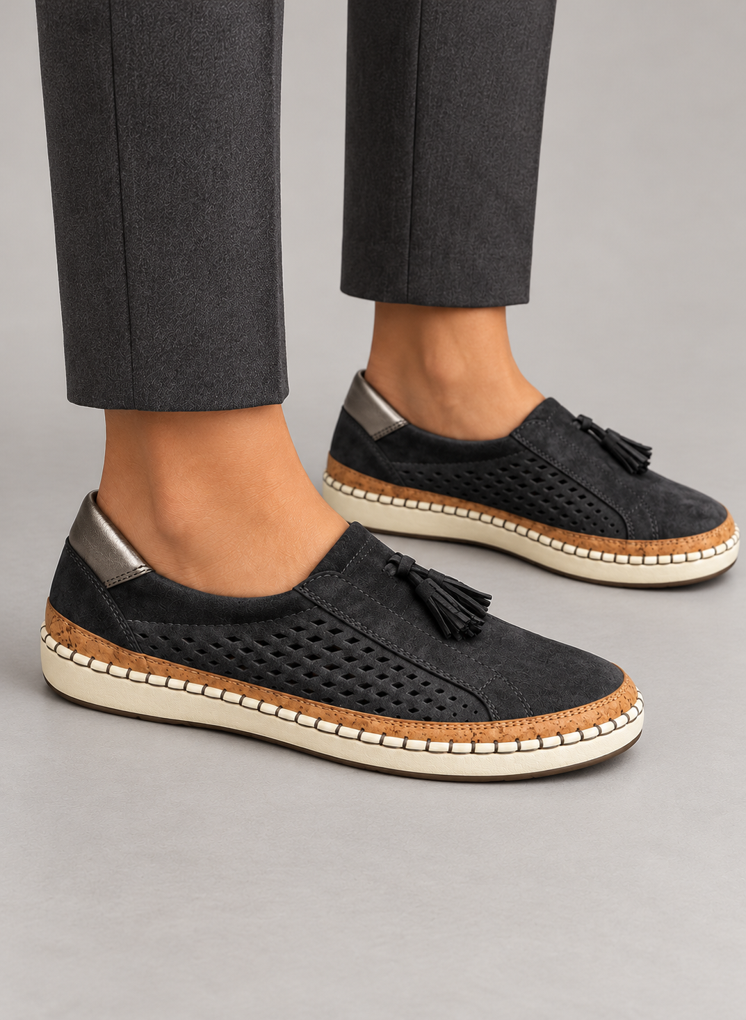Women’s Slip On Shoes With Perforated Uppers
