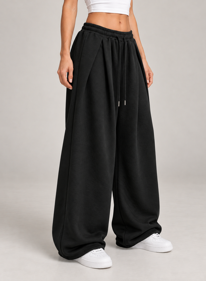 Women’s Wide Leg Joggers with Low Rise Drawstring Waist