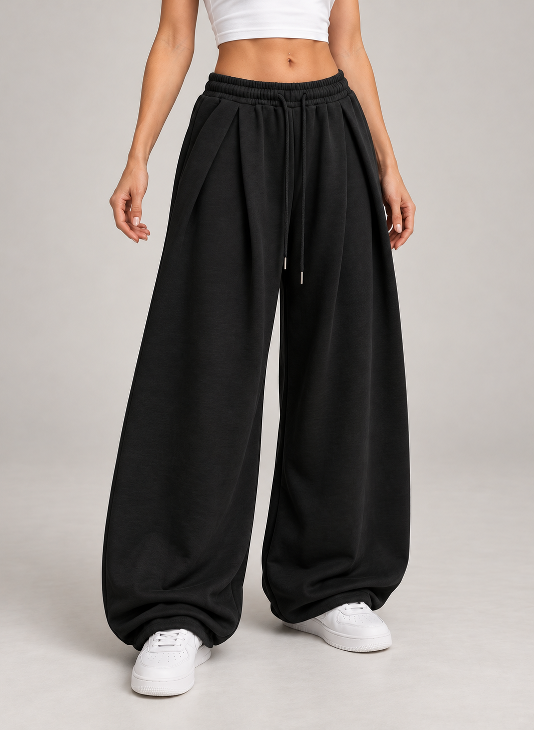 Women’s Wide Leg Joggers with Low Rise Drawstring Waist