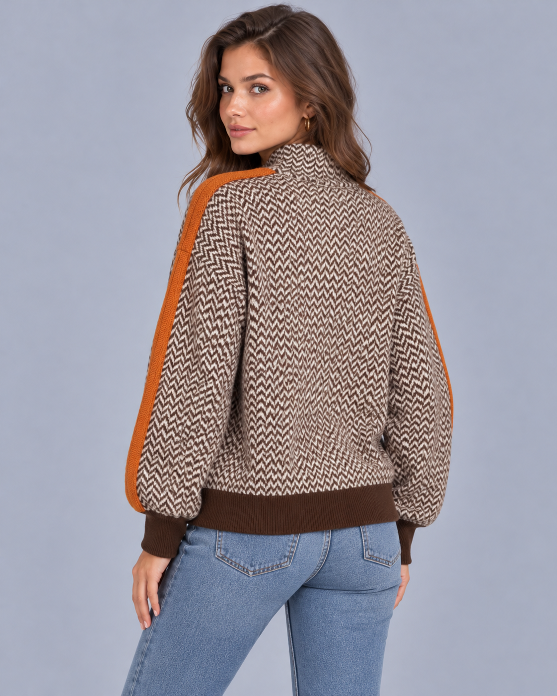 Women's Herringbone Knit Turtleneck Jumper