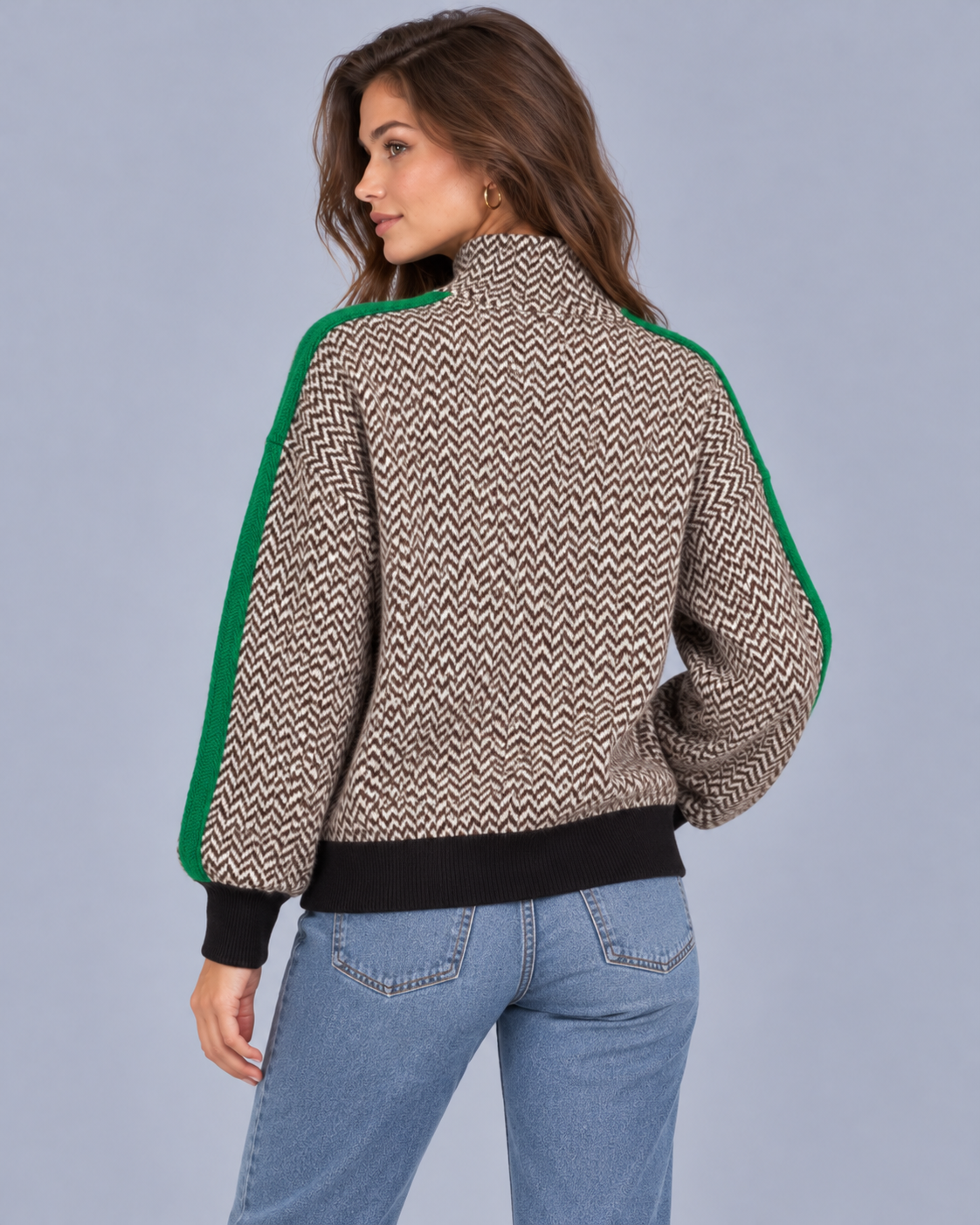 Women's Herringbone Knit Turtleneck Jumper