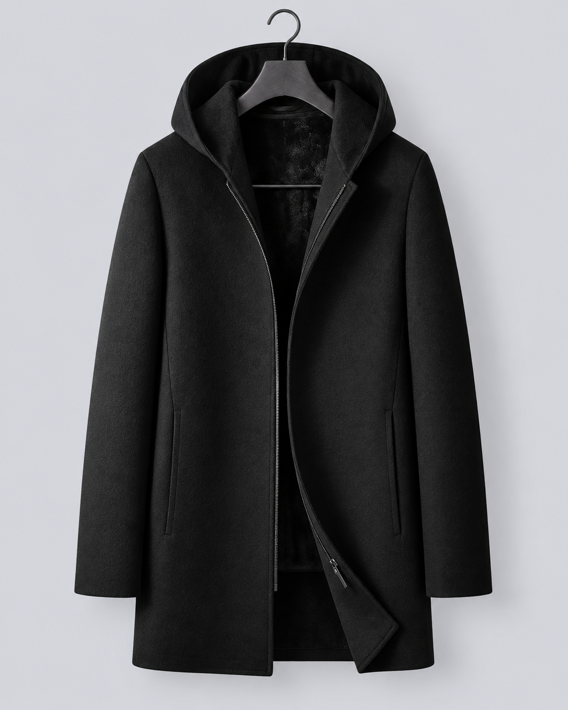 Women's Wool Hooded Zip-Up Coat