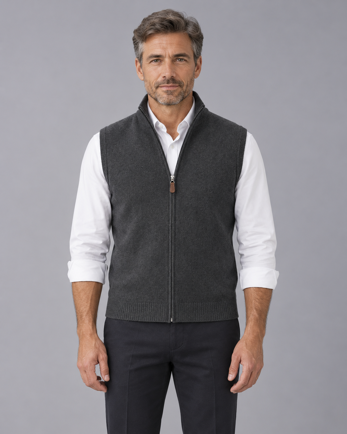 Men's Cashmere Full Zip Gilet