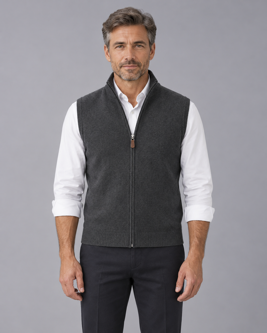 Men's Cashmere Full Zip Gilet