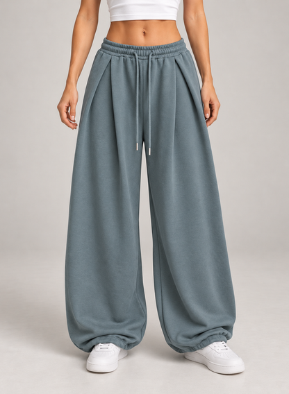Women’s Wide Leg Joggers with Low Rise Drawstring Waist