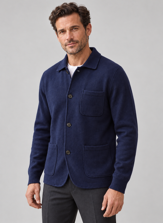 Men’s Cardigan With Wool Blend Knit