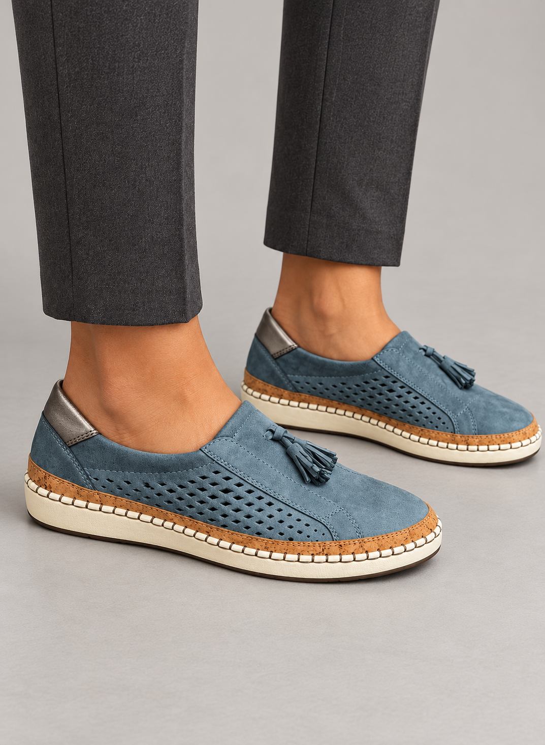 Women’s Slip On Shoes With Perforated Uppers
