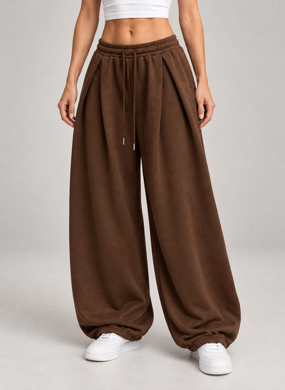 Women’s Wide Leg Joggers with Low Rise Drawstring Waist
