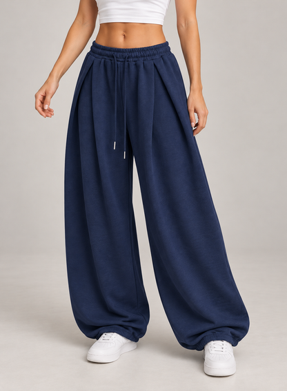 Women’s Wide Leg Joggers with Low Rise Drawstring Waist