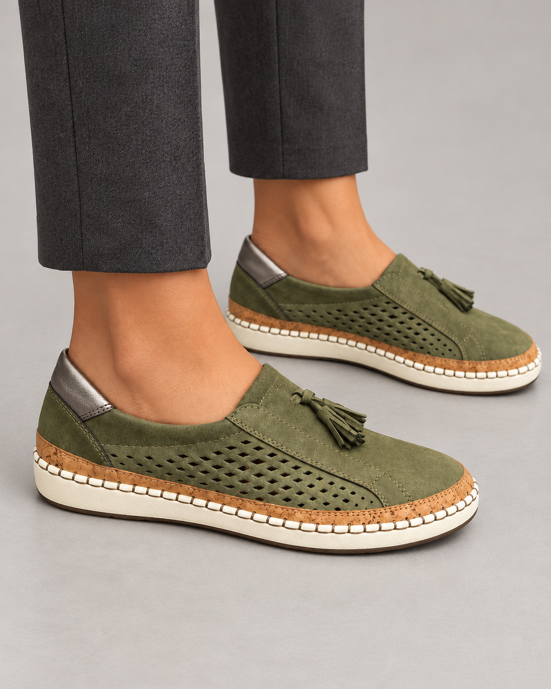 Women’s Slip On Shoes With Perforated Uppers