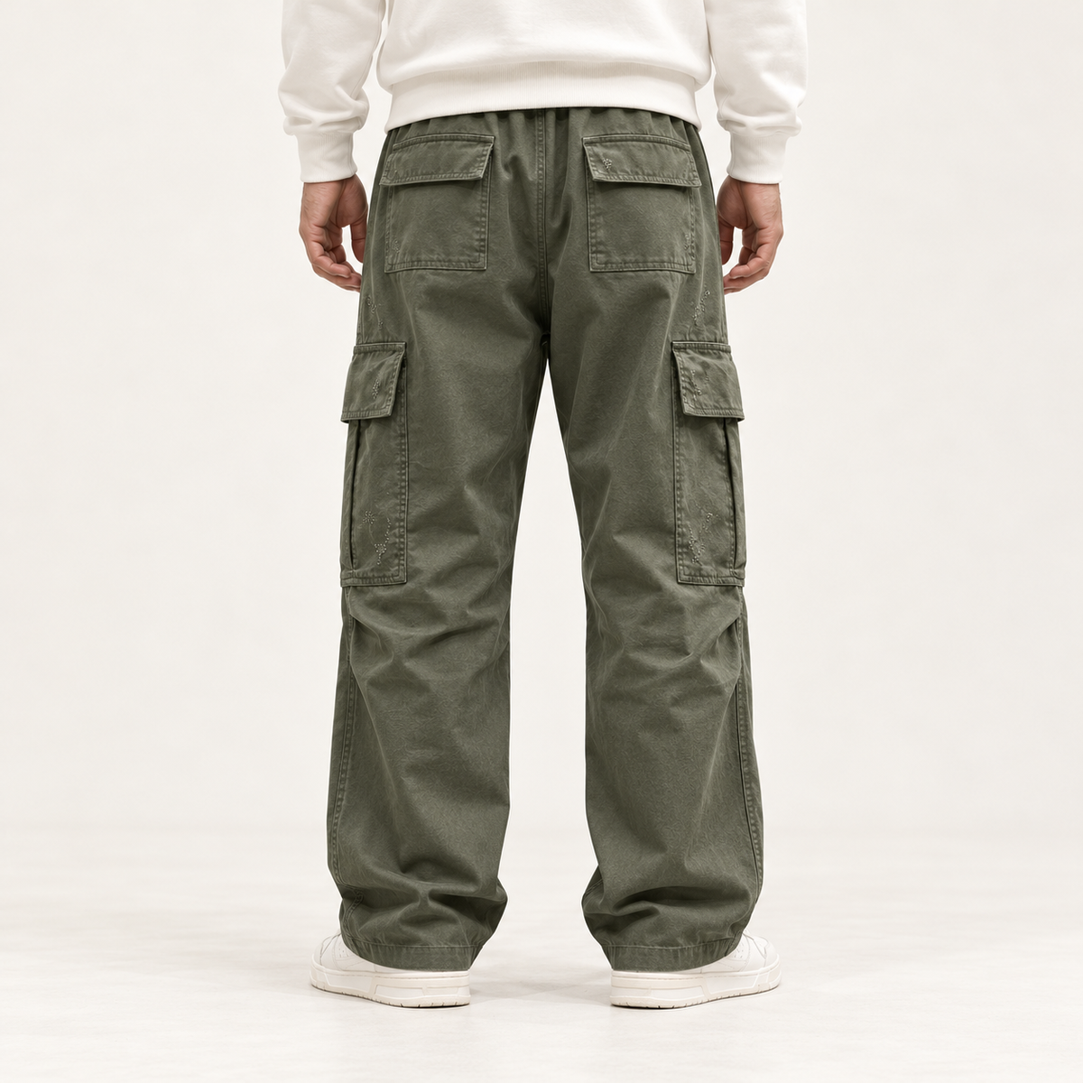 Men's Wide-Leg Cargo Trousers – Drawstring Waist & Relaxed Fit