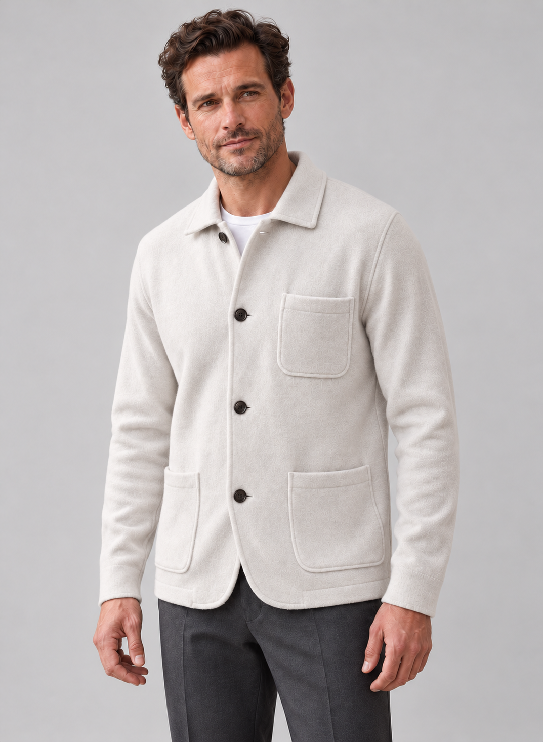 Men’s Cardigan With Wool Blend Knit