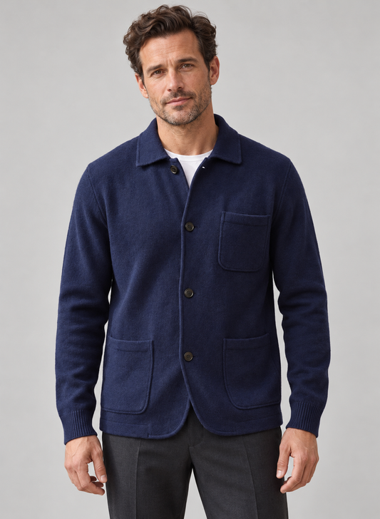 Men’s Cardigan With Wool Blend Knit