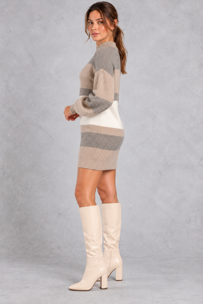 Women's Colour Block Knitted Jumper Dress