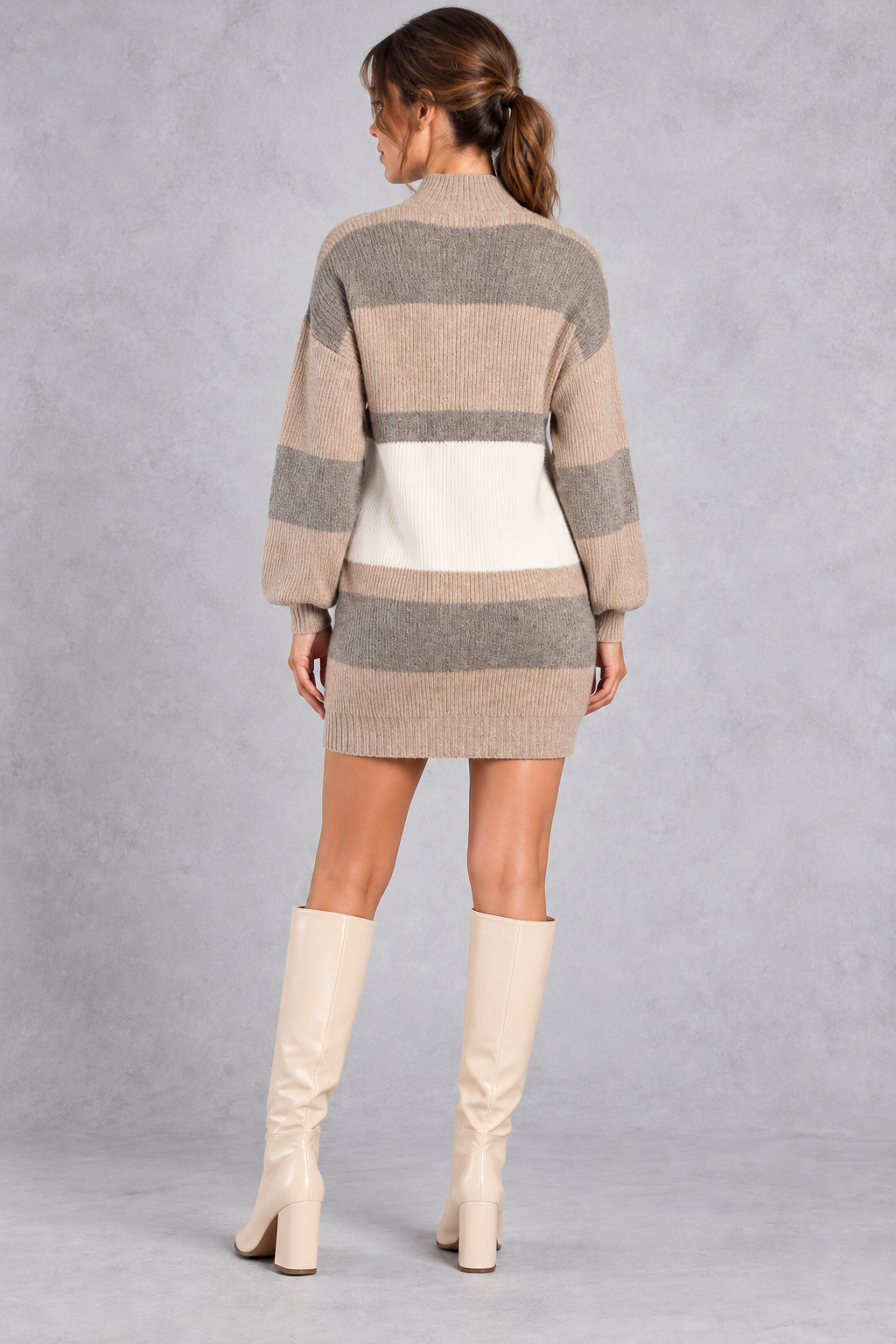 Women's Colour Block Knitted Jumper Dress