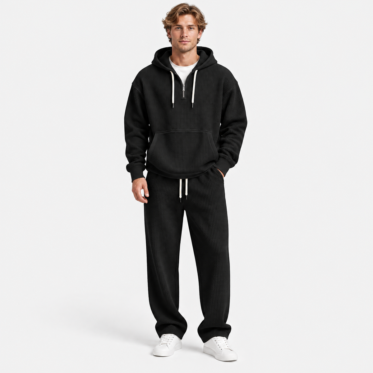 Men's Hooded Knitted Two-Piece Set