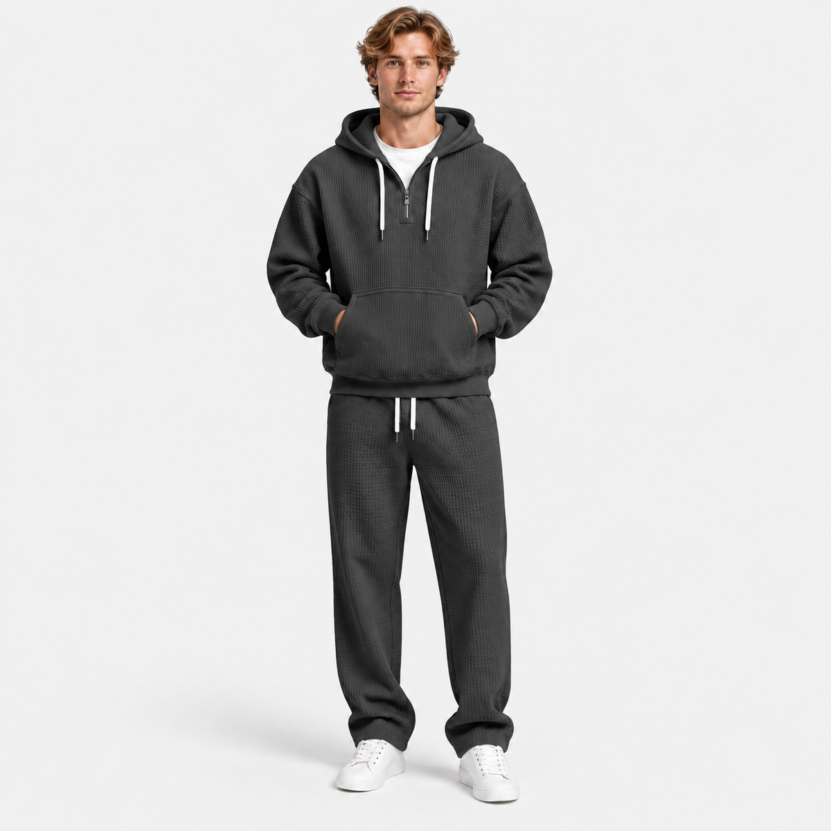 Men's Hooded Knitted Two-Piece Set
