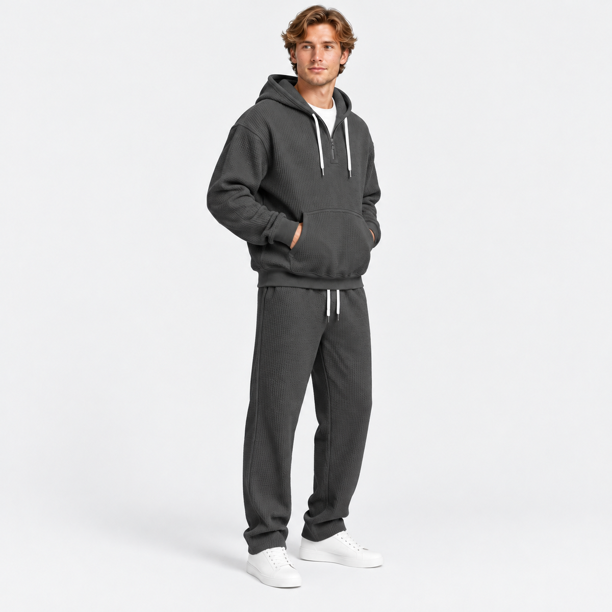 Men's Hooded Knitted Two-Piece Set