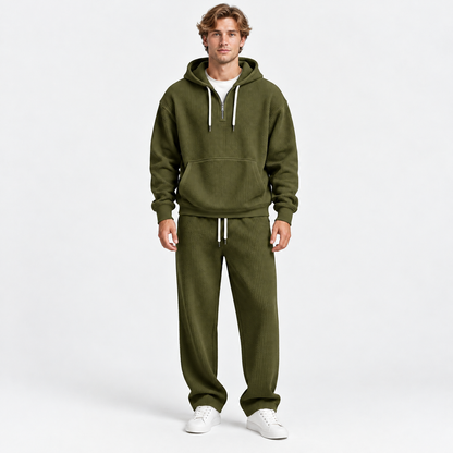 Men's Hooded Knitted Two-Piece Set