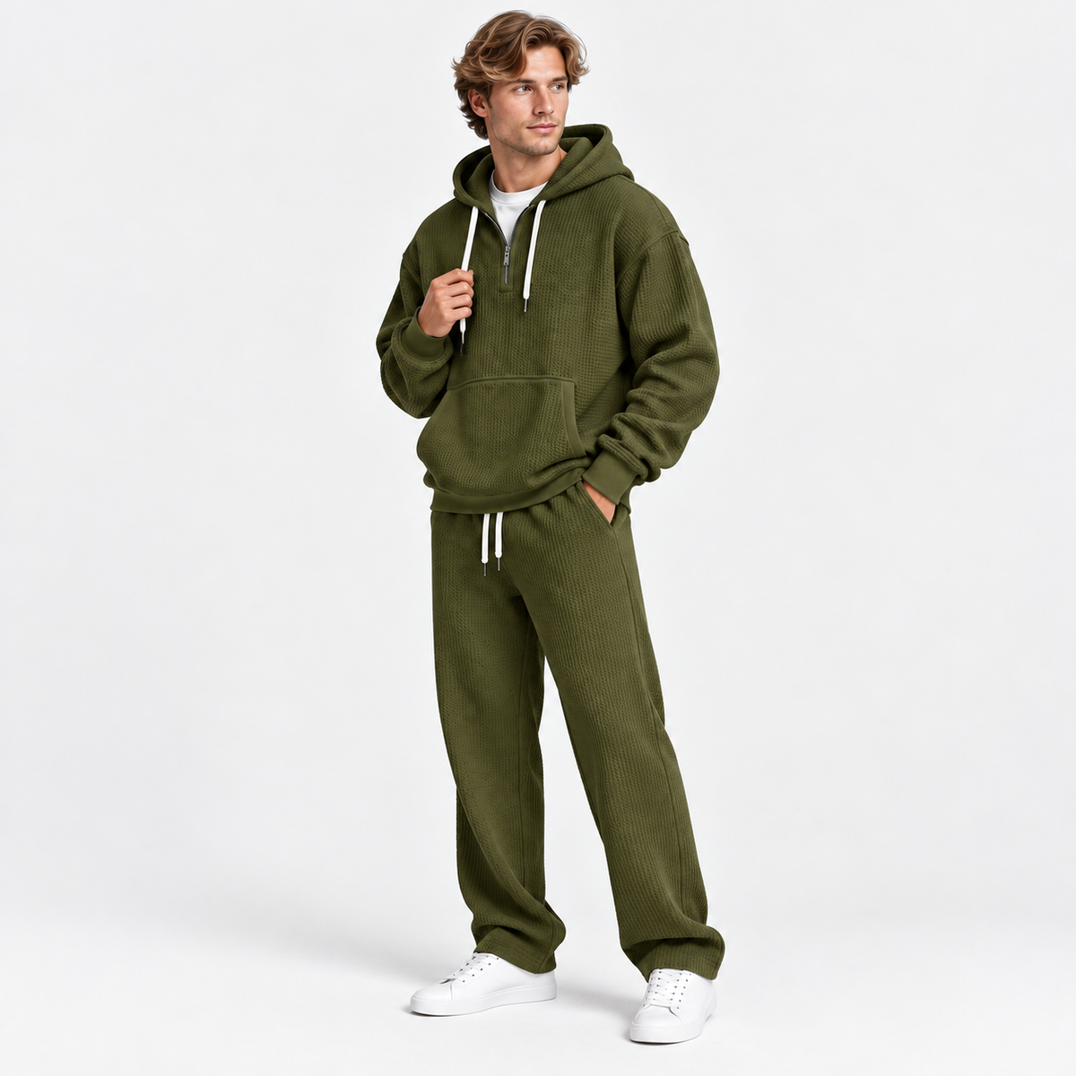 Men's Hooded Knitted Two-Piece Set