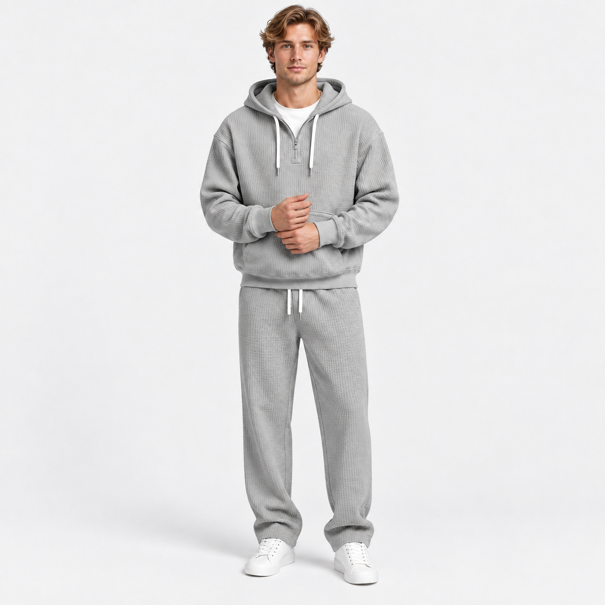 Men's Hooded Knitted Two-Piece Set