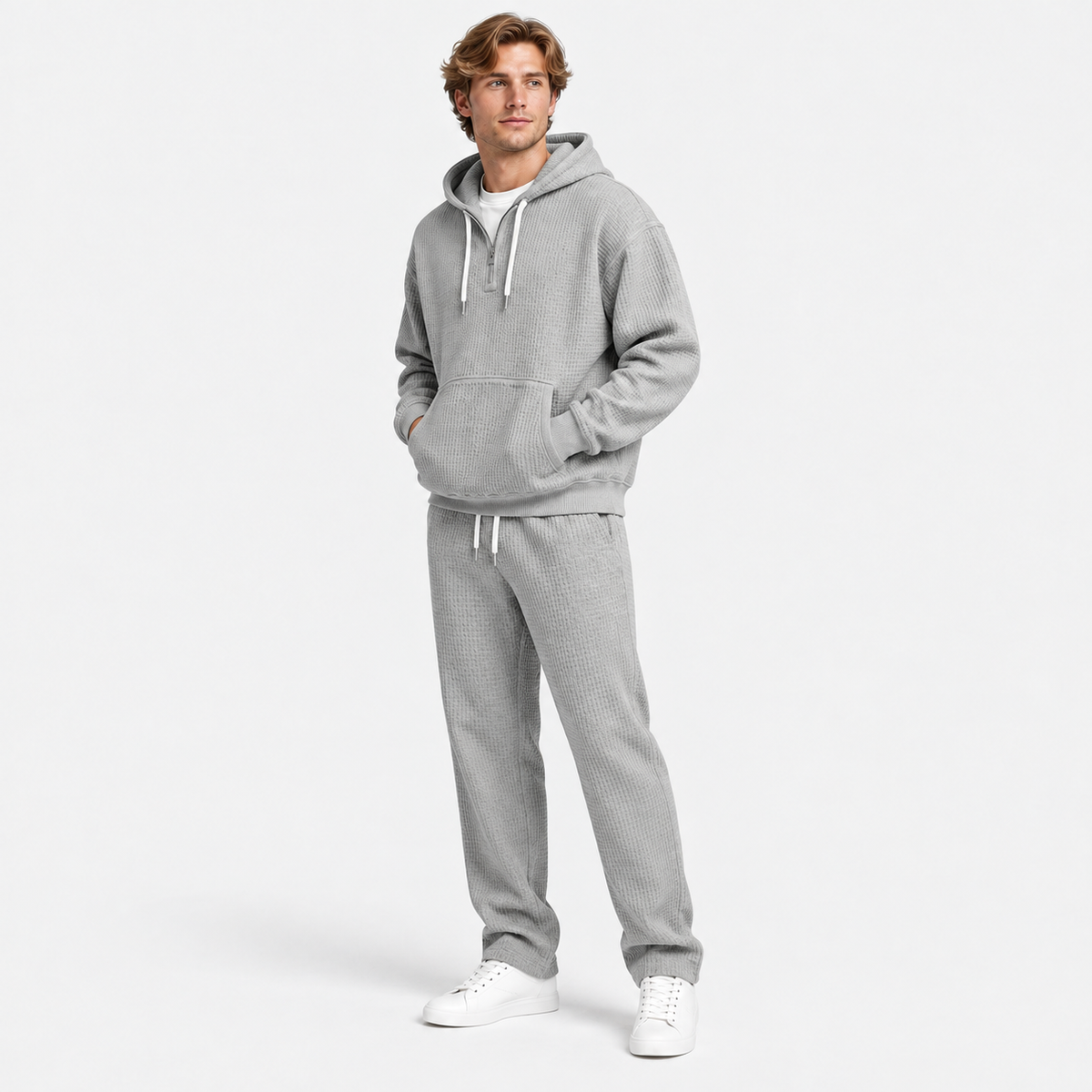 Men's Hooded Knitted Two-Piece Set