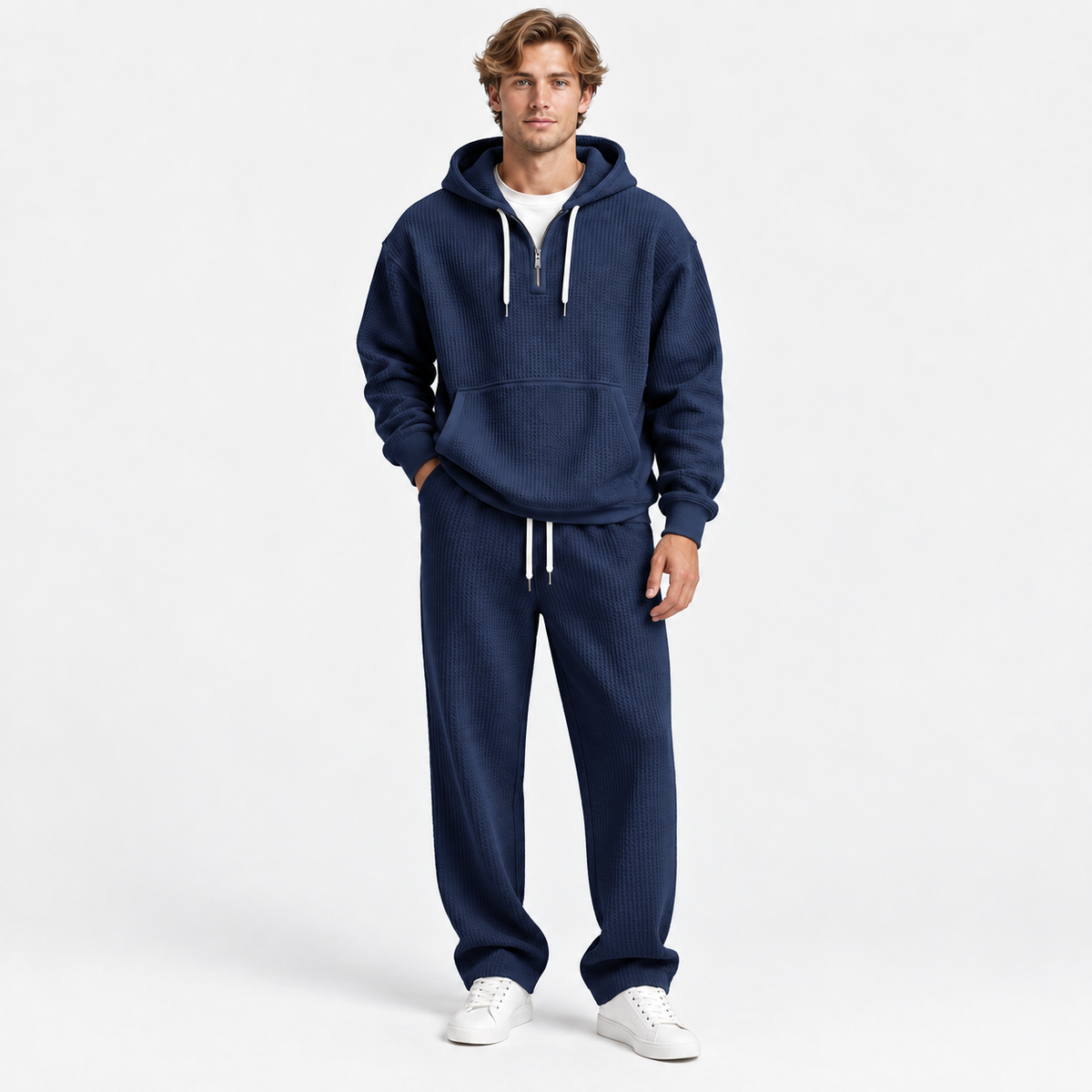Men's Hooded Knitted Two-Piece Set