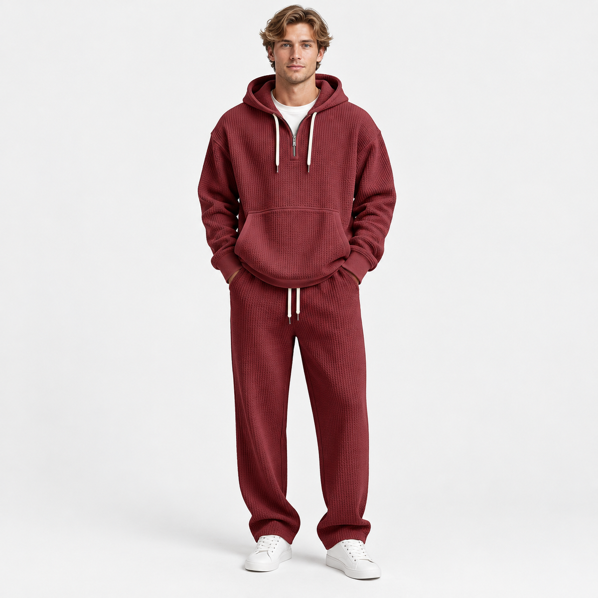 Men's Hooded Knitted Two-Piece Set