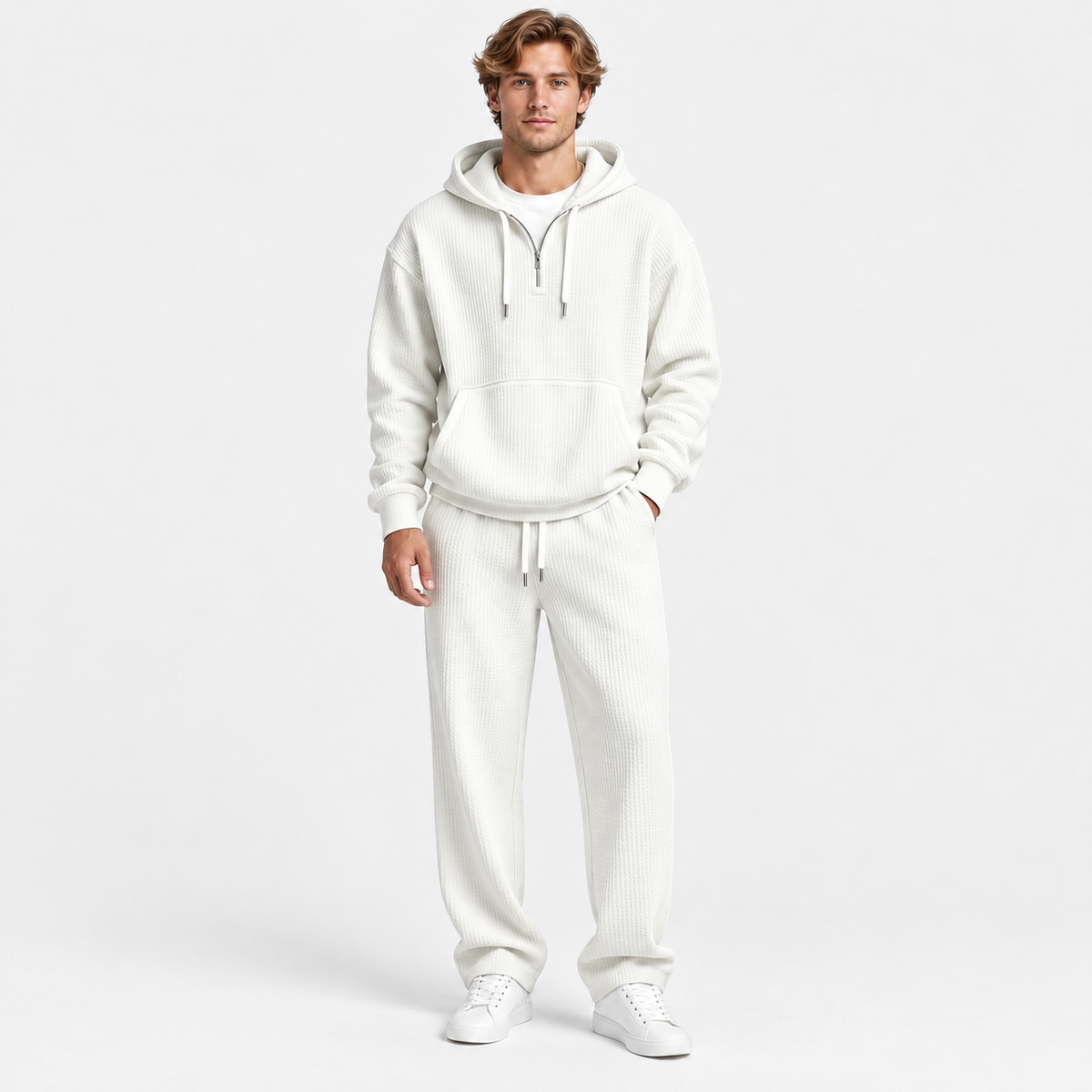 Men's Hooded Knitted Two-Piece Set