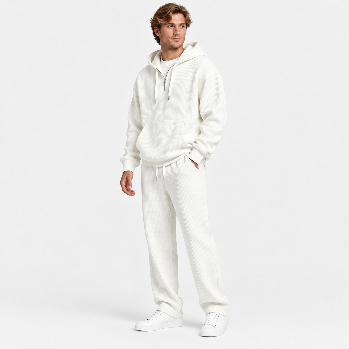 Men's Hooded Knitted Two-Piece Set