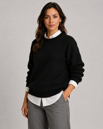 Women's Relaxed Fit Crew Neck Knitted Jumper