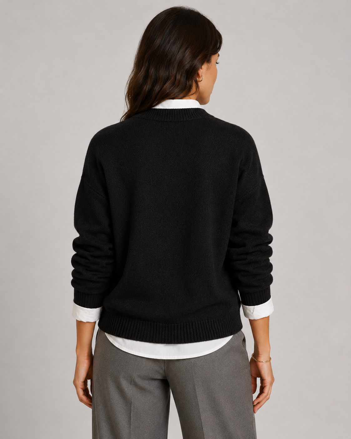 Women's Relaxed Fit Crew Neck Knitted Jumper