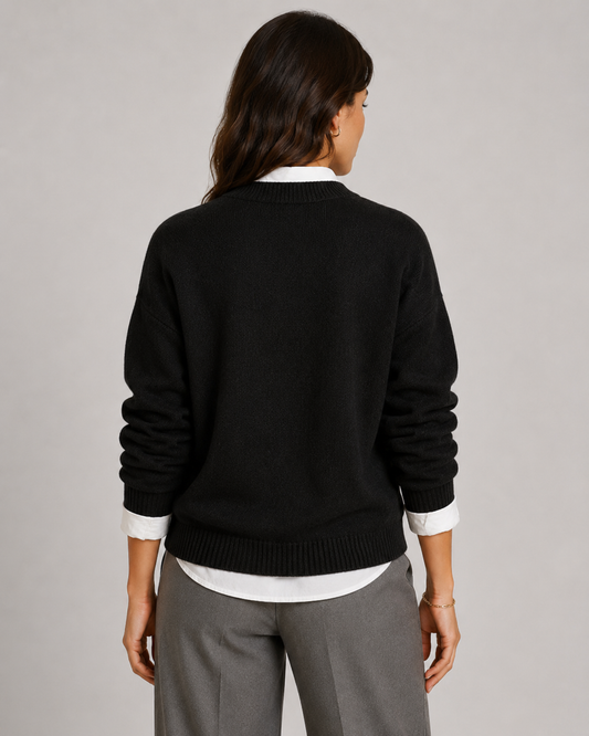 Women's Relaxed Fit Crew Neck Knitted Jumper