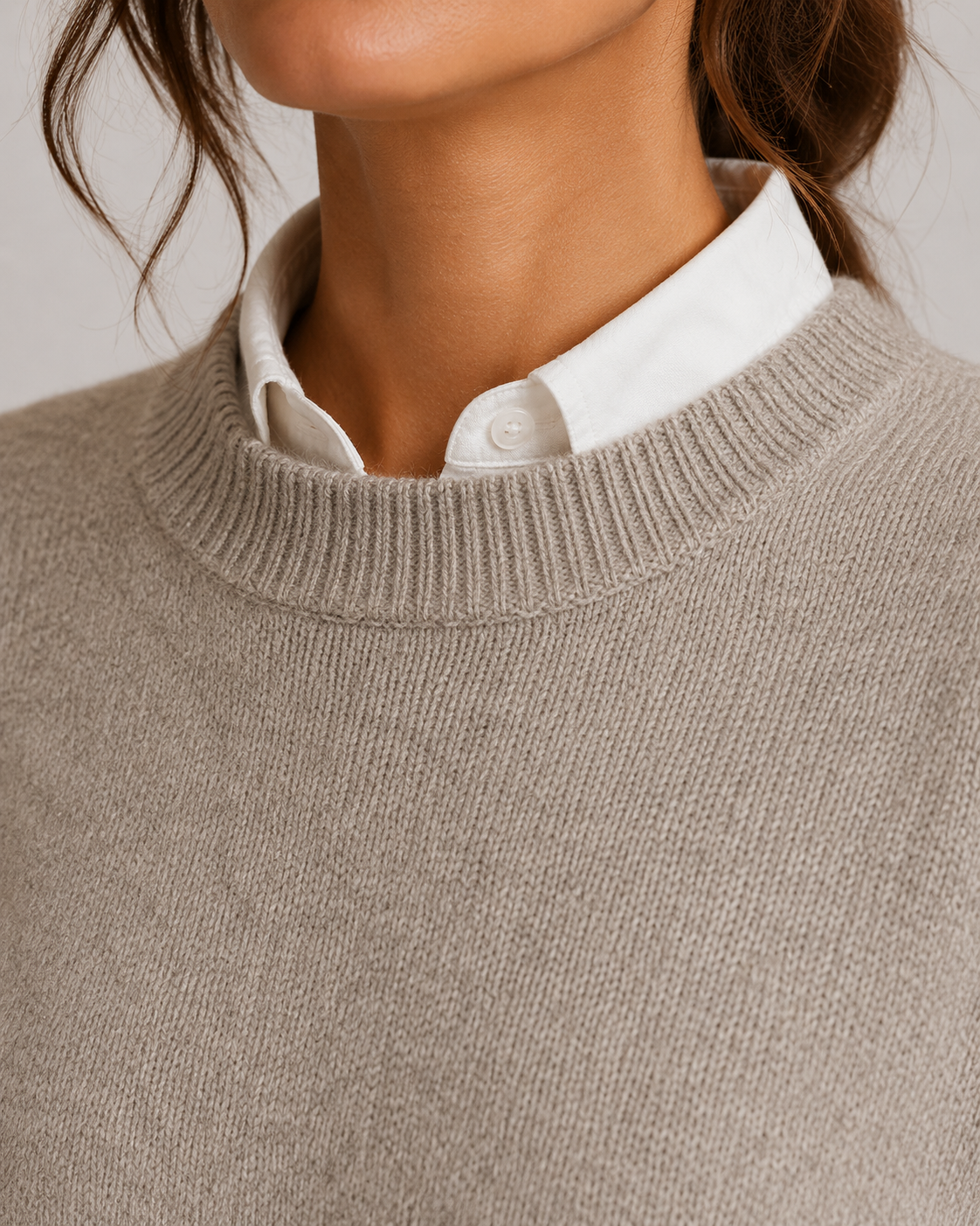 Women's Relaxed Fit Crew Neck Knitted Jumper