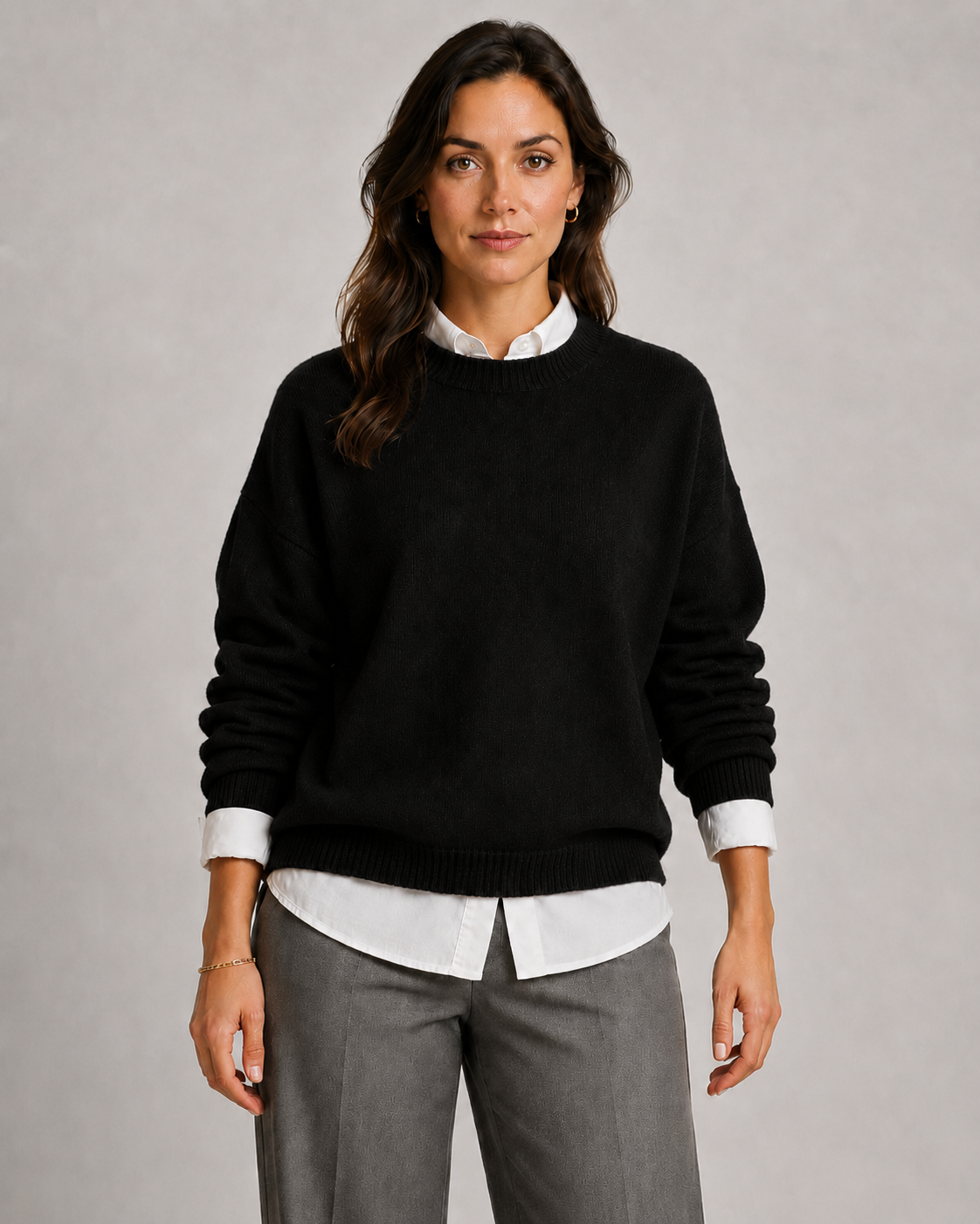 Women's Relaxed Fit Crew Neck Knitted Jumper