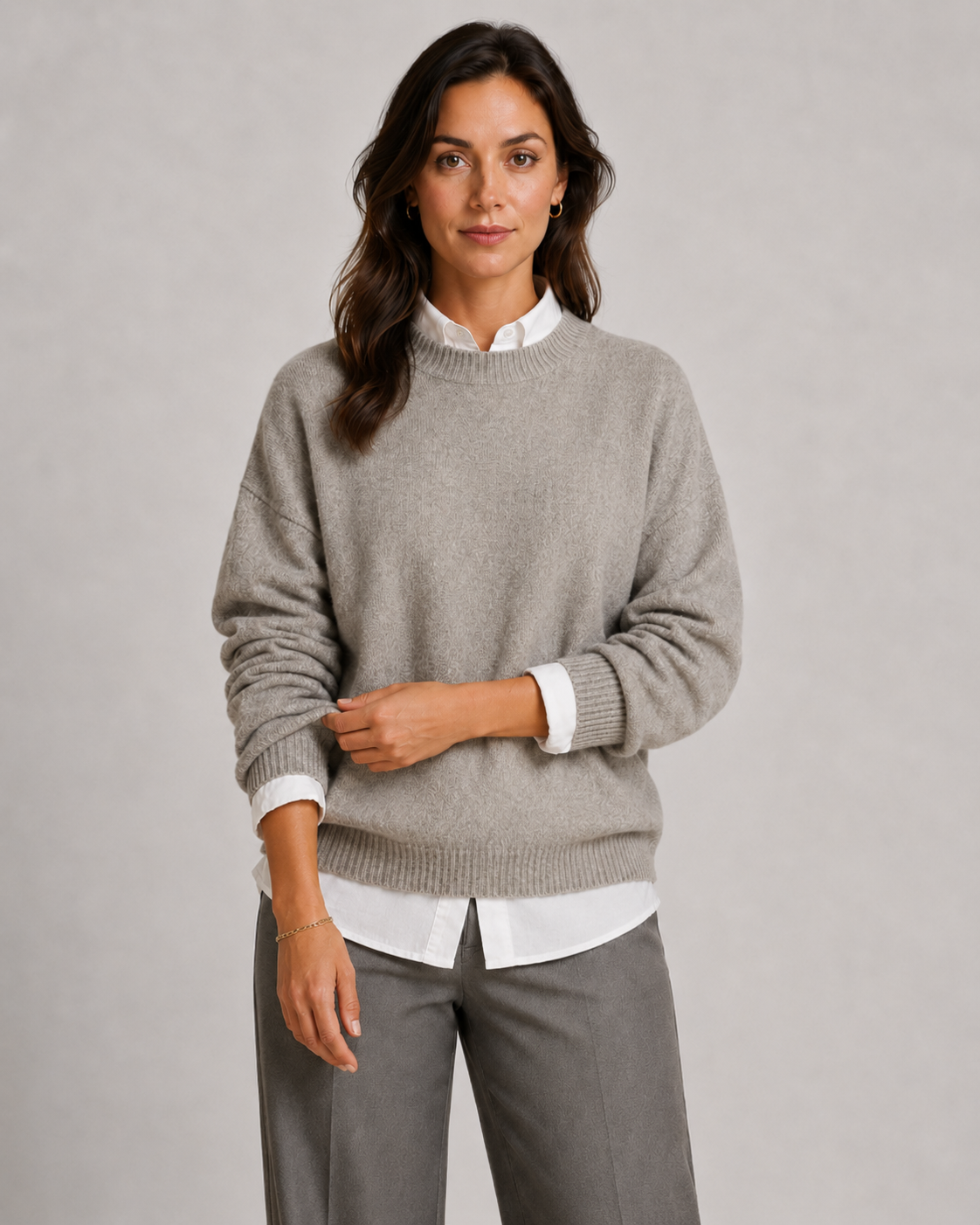 Women's Relaxed Fit Crew Neck Knitted Jumper
