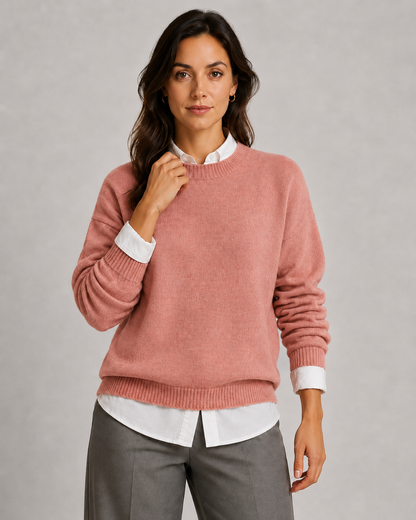 Women's Relaxed Fit Crew Neck Knitted Jumper