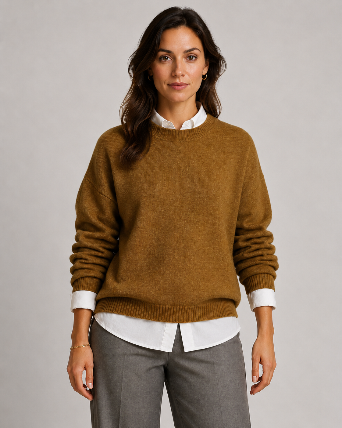 Women's Relaxed Fit Crew Neck Knitted Jumper